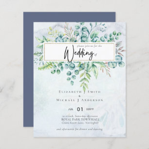 Simple Elégant Dusty Blue Eucalyptus BUDGET Invit