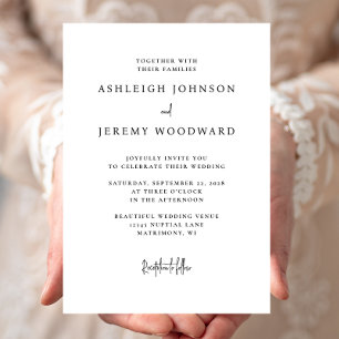 Simple Elegant Faire-part de mariage noir et blanc