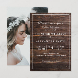 Simple Elegant Faire-part de mariage photo Woodsy