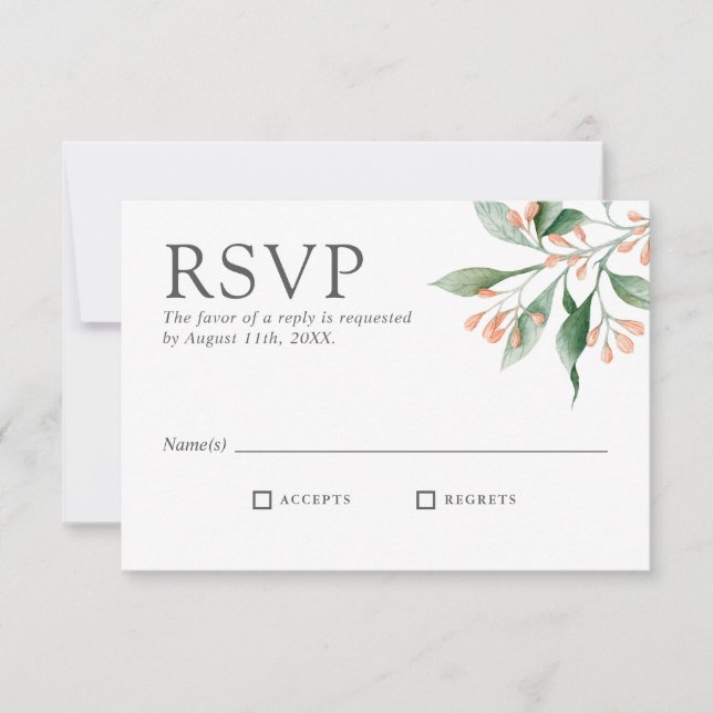 Simple Élégant Fleurs Aquarelle Mariage RSVP (Devant)