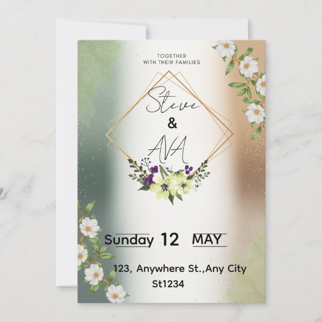 Simple Elegant Floral Wedding Invitation (Devant)