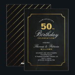 Simple Elegant Gold 50th Birthday Invitation<br><div class="desc">Cette invitation à 50ème anniversaire avec une typographie or et noir simple mais élégant. Vous pouvez customiser tous les termes et les couleurs.</div>