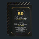 Simple Elegant Gold 50th Birthday Invitation<br><div class="desc">Cette invitation à 50ème anniversaire avec une typographie or et noir simple mais élégant. Vous pouvez customiser tous les termes et les couleurs.</div>