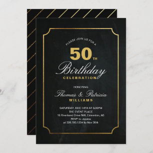 Simple Elegant Gold 50th Birthday Invitation