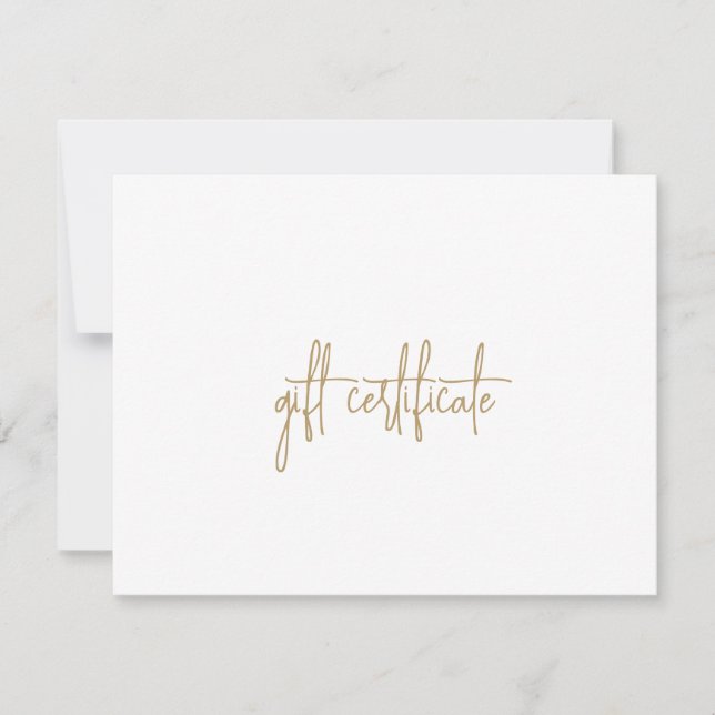 Simple Elegant Gold Business Certificat cadeau (Devant)