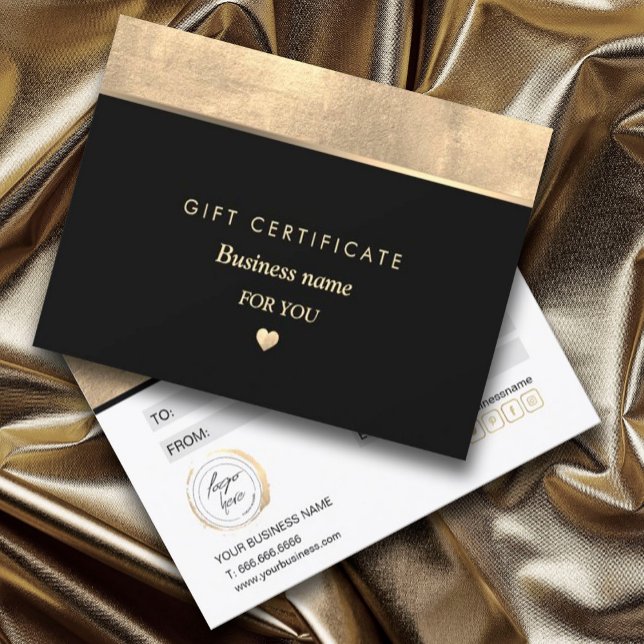 Simple Elegant Gold Foil Coeur Certificat cadeau (Créateur téléchargé)