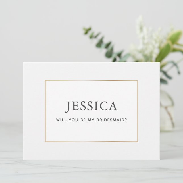 Simple Elegant Gold Serez-vous ma carte de demoise (Debout devant)