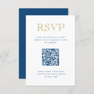 Simple Elegant Gold Vertical QR Code carte RSVP