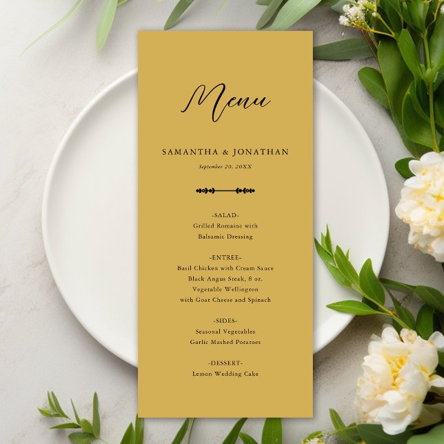 Simple Elegant Gold Wedding Réception Menu (Créateur téléchargé)
