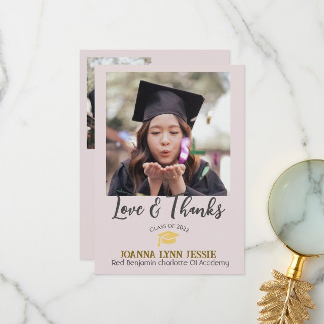 Simple Elegant Graduation or Casquette Merci Scrip (Devant/Arrière en situation)