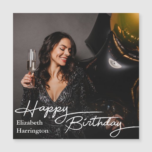 Simple Elegant Happy Birthday Photo (Devant)