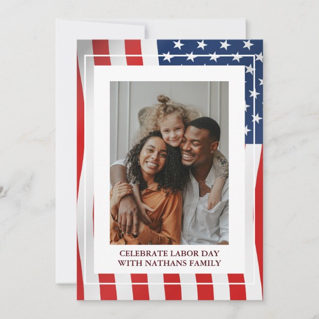Simple Elegant Happy Labor Day avec drapeau améric (Devant)