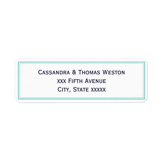 Simple Elégant Lt Turquoise Cadre Étiquette de adr (Devant)