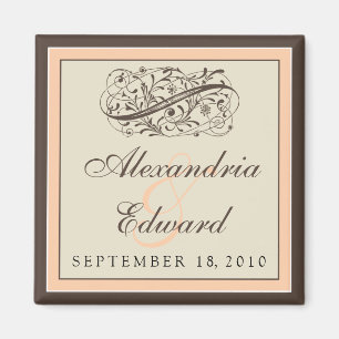 Simple Élégant Mariage Favor Aimant : pêche