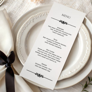 Simple Élégant Mariage Noir et Blanc Menu