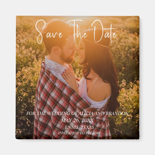 Simple Elegant Mariage photo Magnet moderne (Devant)