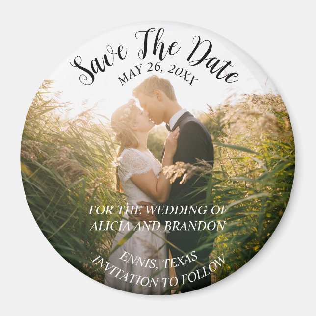 Simple Elegant Mariage photo moderne Whimsy Magnet (Devant)
