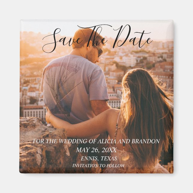 Simple Elegant Mariage photo moderne Whimsy Magnet (Devant)