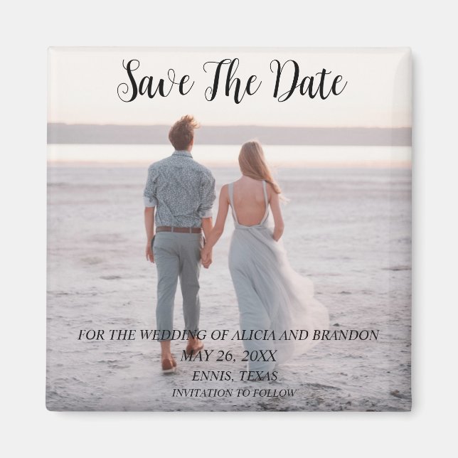 Simple Elegant Mariage photo moderne Whimsy Magnet (Devant)