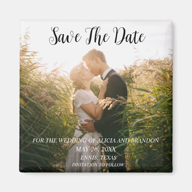 Simple Elegant Mariage photo moderne Whimsy Magnet (Devant)