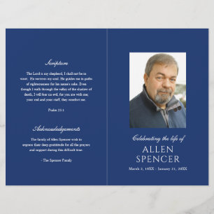 Simple Elegant Marine Blue Modern Funeral Programm