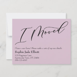 Simple Elegant Mauve Rose I Moved Nouvelle carte d