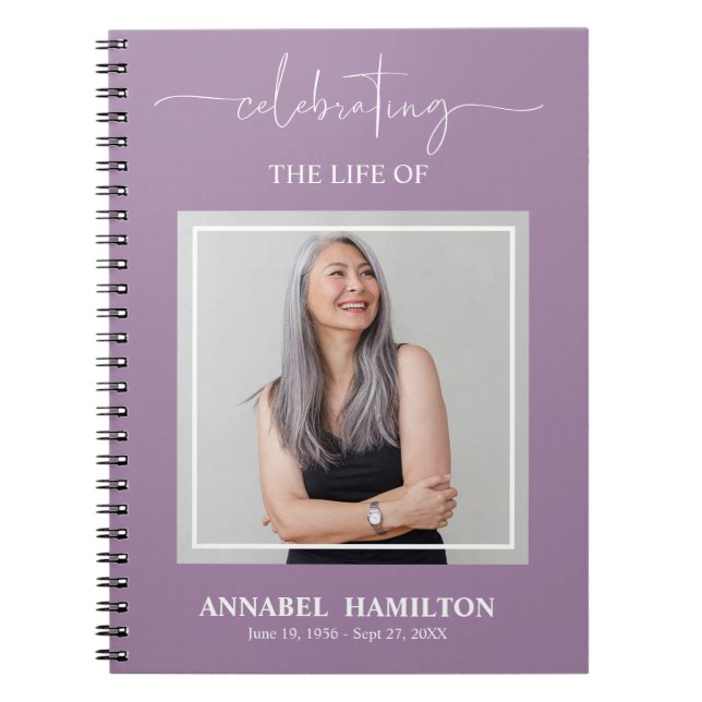 Simple Elegant Memorial Funeral Photo Livre d'invi (Devant)