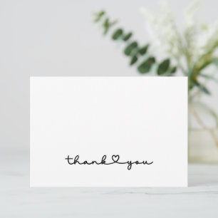 Simple Élégant Merci Cœur Script Noir Blanc