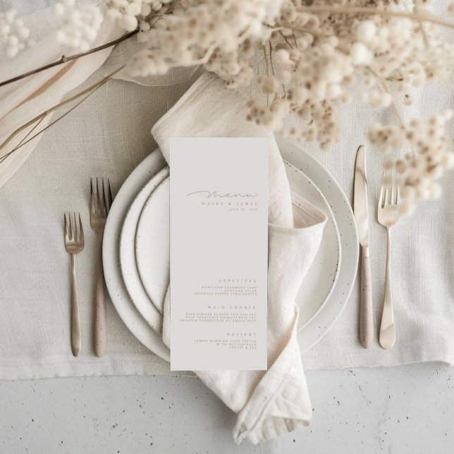 Simple Elegant Minimaliste Ivoire Menu Mariage (Simple Elegant Minimalist Ivory Wedding Menu)
