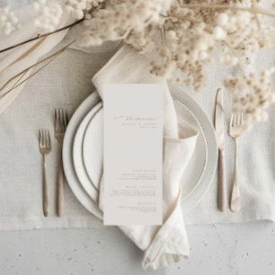 Simple Elegant Minimaliste Ivoire Menu Mariage