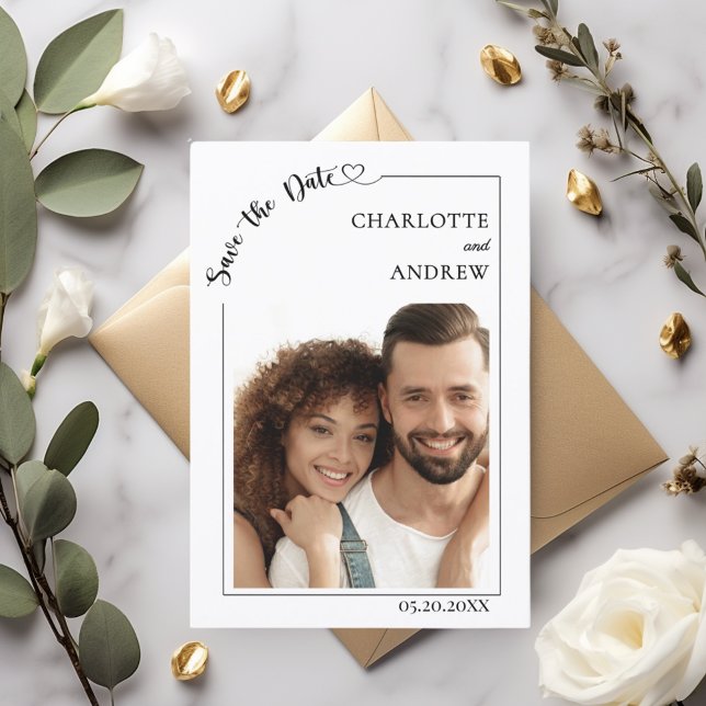 Simple elegant modern photo wedding Save the Date (Créateur téléchargé)