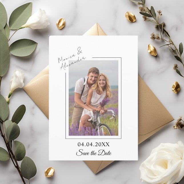 Simple élégant moderne photo mariage Save the Date (Créateur téléchargé)