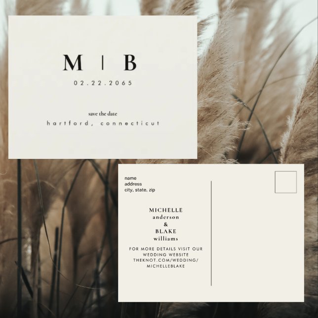 Simple & Élégant Monogramme Beige Faire-Part de Ma (Créateur téléchargé)