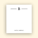 Simple Élégant Monogramme Noir Blanc Bloc-notes<br><div class="desc">Ajoutez facilement votre nom et votre initiale de monogramme personnalisé à cet élégant bloc-notes noir et blanc.</div>