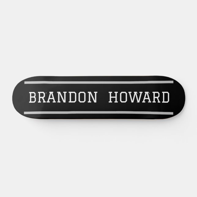 Simple Elegant Noir Blanc Nom Custom Skateboard (Horz)