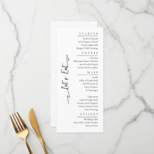 Simple Elegant Noir Moderne Mariage Menu Plat