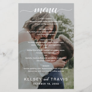 Simple Elegant Photo Moderne Menu Mariage
