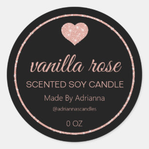 Simple Elegant Rose Gold Black Soy Étiquettes