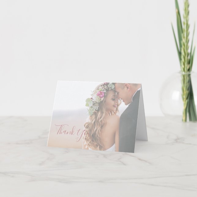 Simple Elegant Rose Gold Photo Carte de remercieme (Devant)