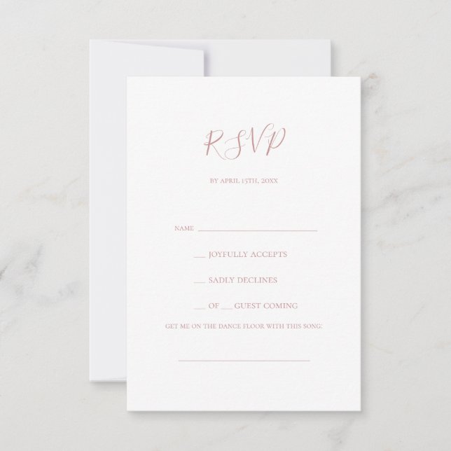 Simple Elegant Rose Gold Song Demande Carte RSVP (Devant)
