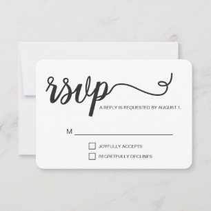 Simple élégant script noir et blanc pour RSVP