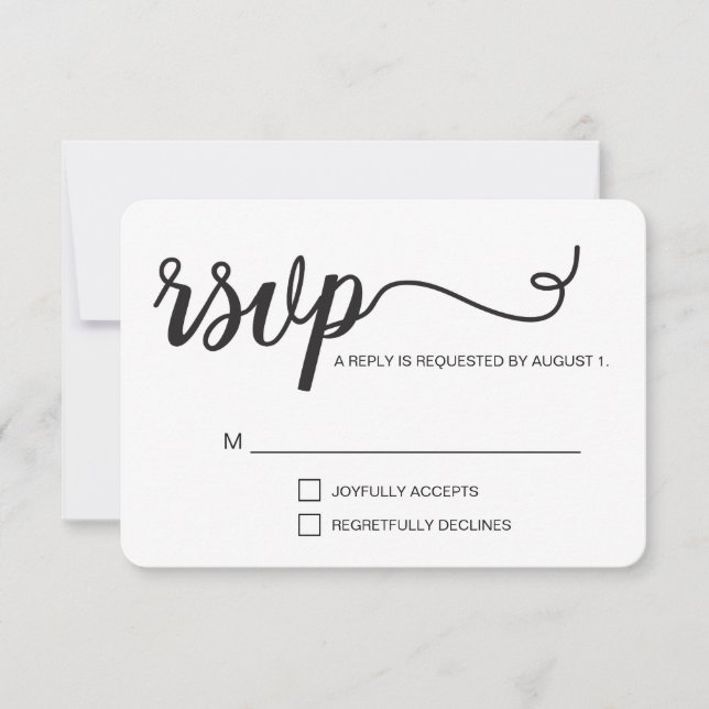 Simple élégant script noir et blanc pour RSVP (Devant)