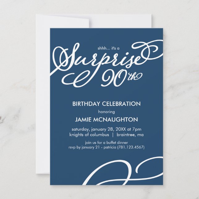 Simple, Elegant Surprise 90e Invitation anniversai (Devant)