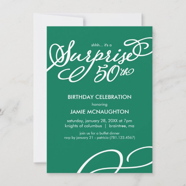 Simple, Elegant Surprise Invitation 50e anniversai (Devant)