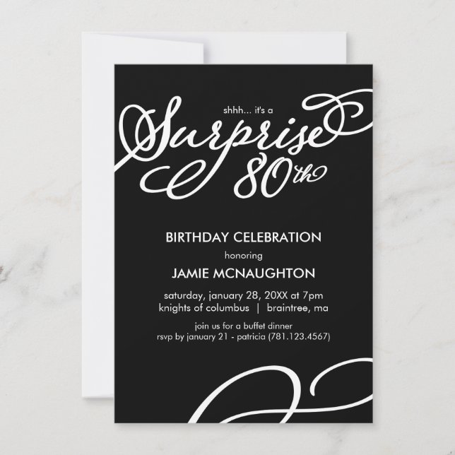 Simple, Elegant Surprise Invitation de 80e anniver (Devant)