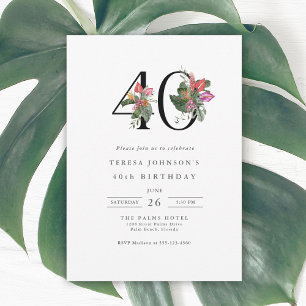 Simple Elégant Tropical Invitation 40e Anniversair
