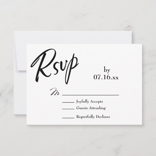 Simple, Élégant, Typographie RSVP Noir & Blanc (Devant)