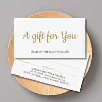 Simple Elegant White Faux Gold Beauty Carte cadeau