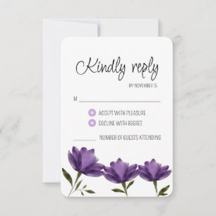 Simple élégante aquarelle rustique violet RSVP