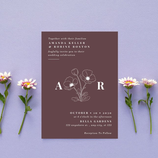 Simple élégante Faire-part de mariage à fleurs de  (Créateur téléchargé)